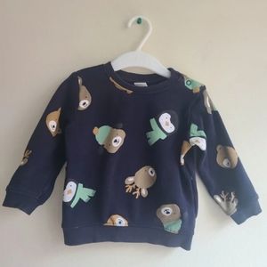 Penguin, Reindeer and Teddy Holiday Sweater in Dark Blue